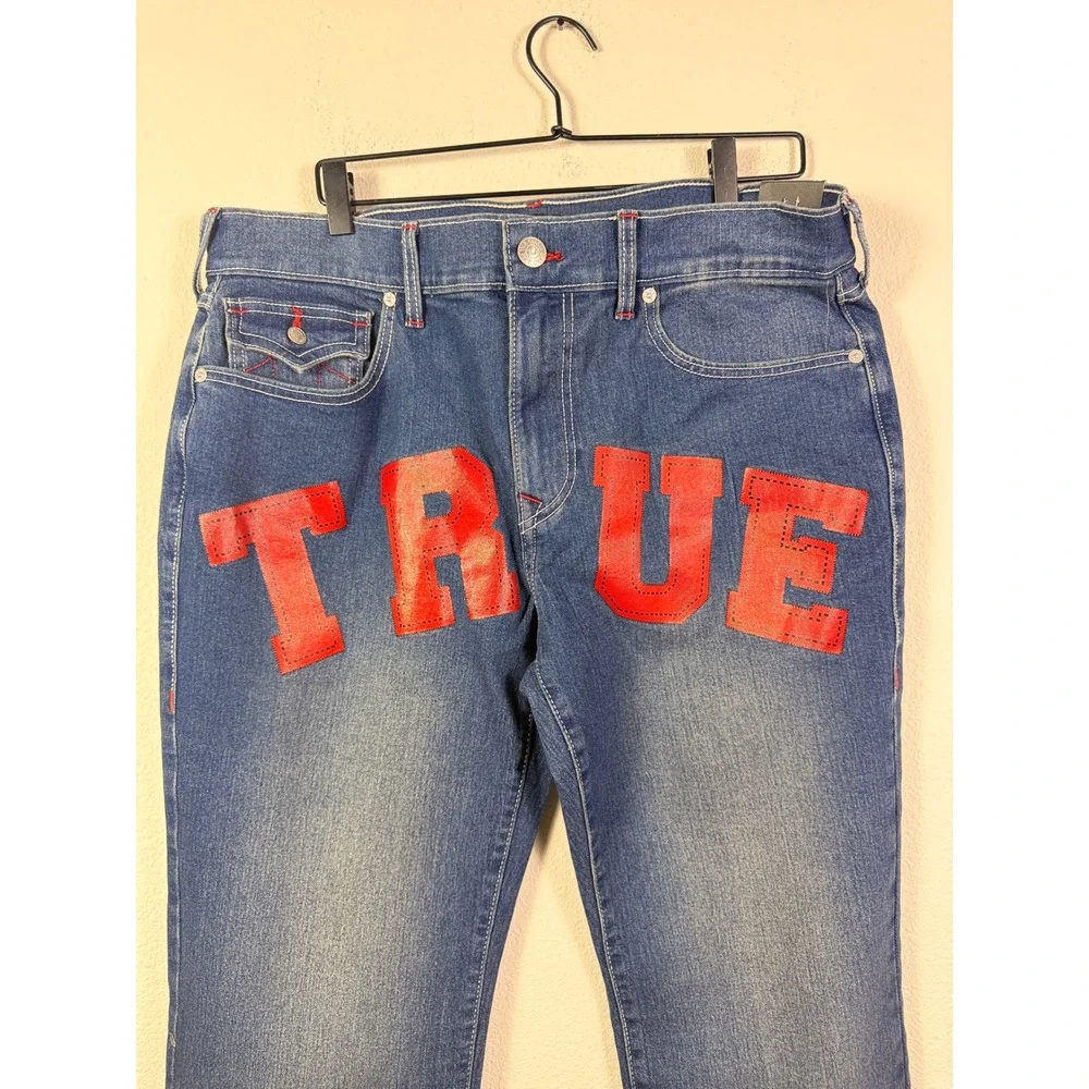 True Religion 36x33 Mens Denim Billy Jeans True SN Flap Boot Cut Medium Wash NWT